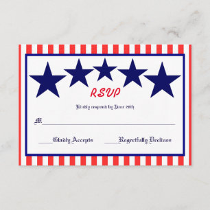 Rouge blanc et bleu étoile - Carte RSVP