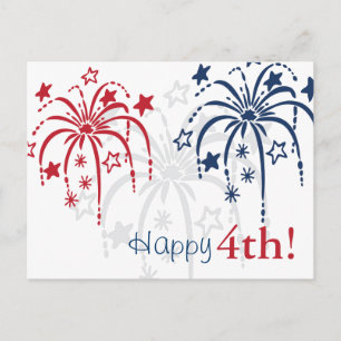 Rouge blanc et bleu Fireworks 4 juillet Cartes pos