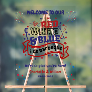 Rouge blanc et bleu i do BBQ Couple douche nuptial