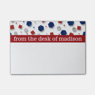 Rouge, blanc et bleu Jewels des notes de post-it