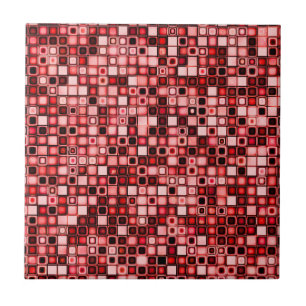Rouge, Blanc Et Noir Motif De Carreaux Rétro Funky