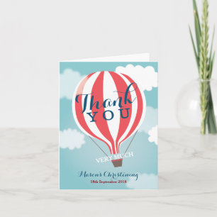 Rouge Blanc Hot Air Balloon Merci Carte Note