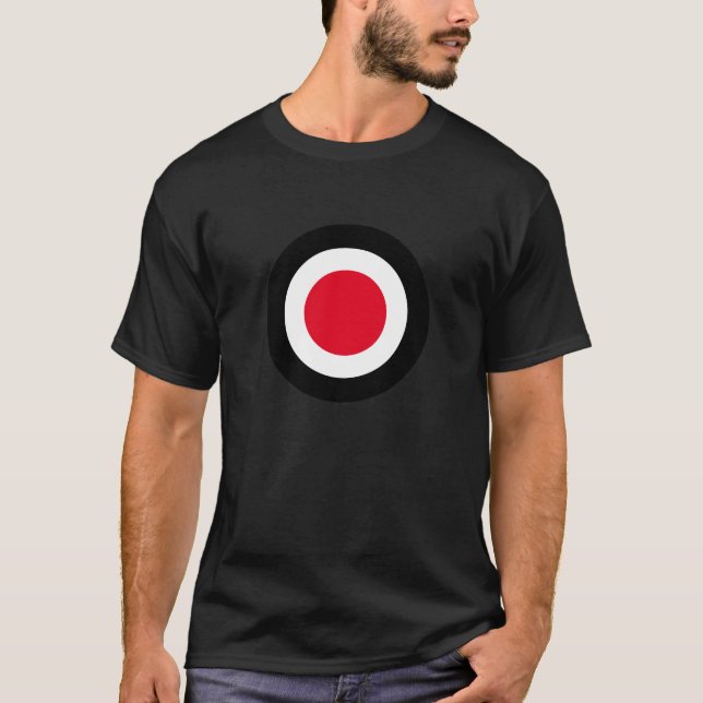 Rouge Blanc Noir cercles Noir T-shirt noir (Devant)