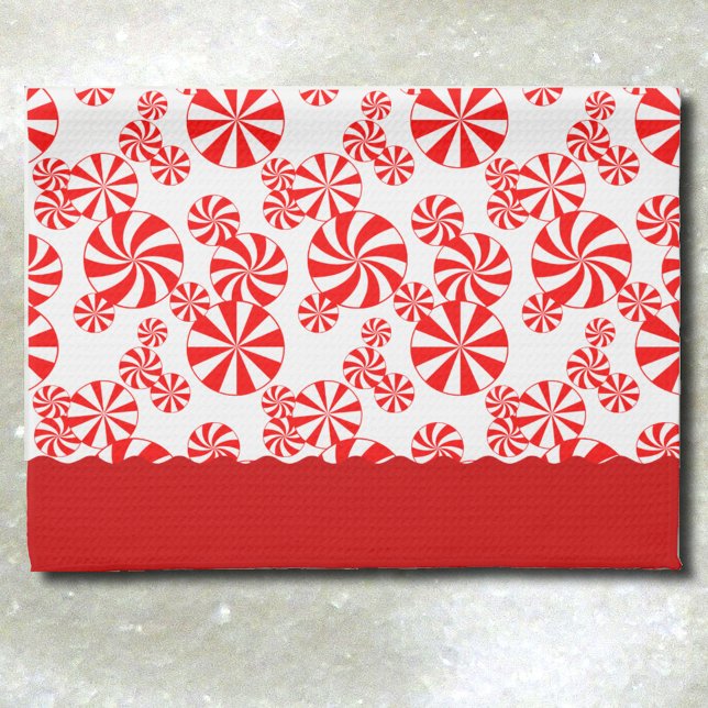 Rouge Blanc Peppemint Vacances Motif Serviette de  (Peppermint Candy Pattern Kitchen Towel)