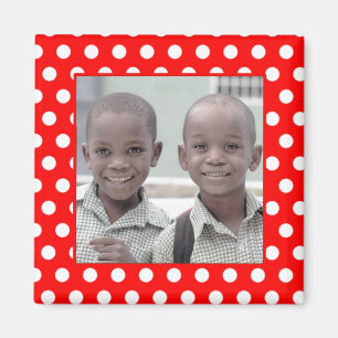 Rouge blanc Polka Point Photo Magnet