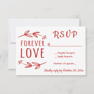 Rouge & Blanc RSVP Feuilles de Laurier Mariage