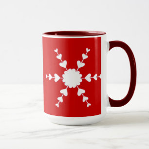 Rouge Blanc Valentin Coeur Flacon de neige Mugs