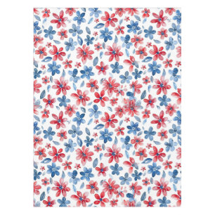 Rouge bleu Floral 4 juillet Nappe