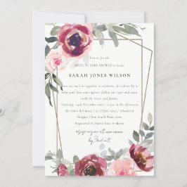ROUGE BLUSH ROSE DRIVE FLORALE PAR INVITATION BABY