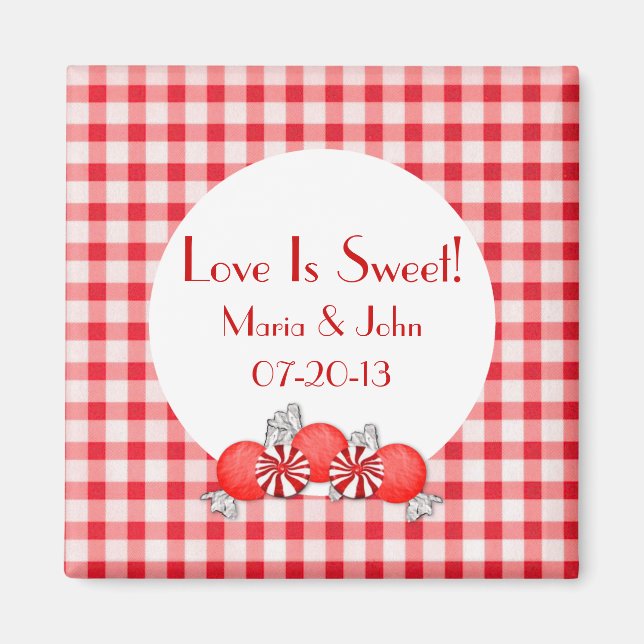 Rouge Bonbons Mariage Favor Magnet (Devant)