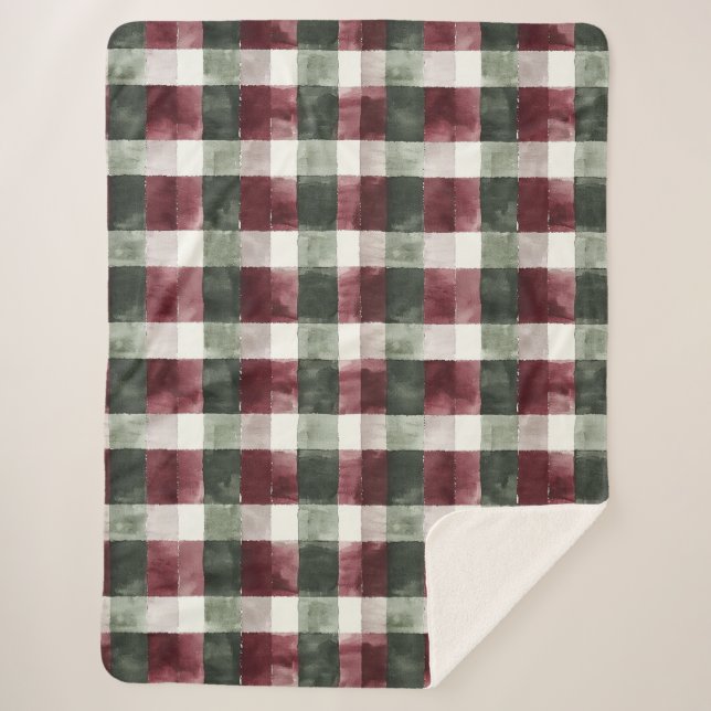 Rouge Bourgogne Crème verte Blanc Plaid (Devant)