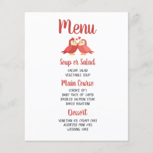 Rouge Bourgogne Mariage Menu Lovebirds Fête des ma