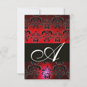 ROUGE BURGUNDY BLACK DAMASK MONOGRAM RSVP ruby bla