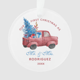 Rouge Camion de Noël Aquarelle Nouveaux mariés Pho