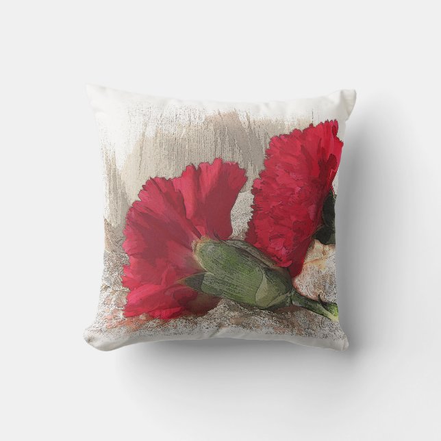 Rouge Carnation Garden Flowers Coussin extérieur (Recto)