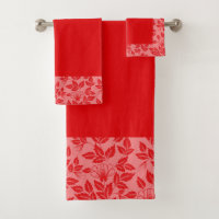 Rouge chaud floral d'Ensemble-Cru de serviette de