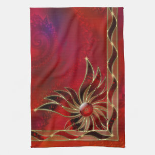 Rouge comme serviette de cuisine de flamme