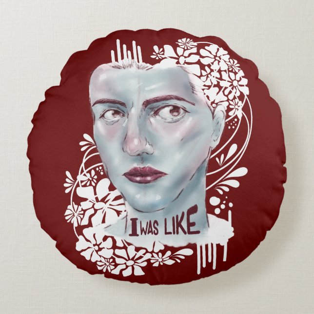 Rouge Coussin Rond J'Étais Comme (Devant)