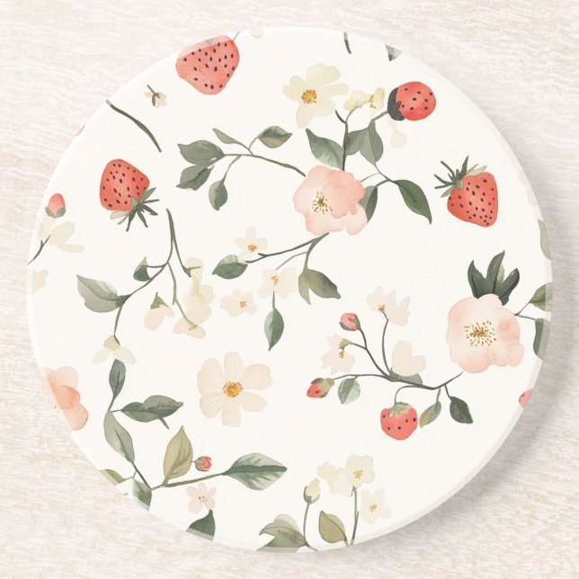 Rouge Crème Erdbeeren Getränkeuntersetzer (Vorne)
