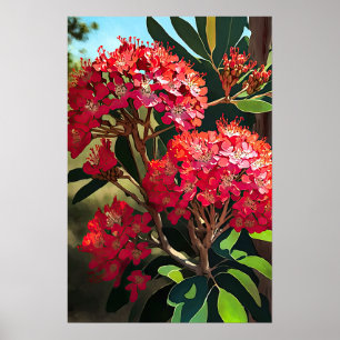 Rouge Crepe Myrtle Fleurs Art Imprimer Poster