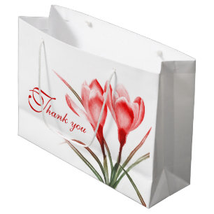 Rouge crocus aquarelle art merci sac cadeau