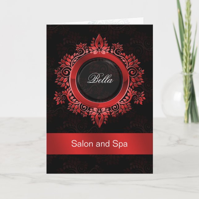 rouge damask Business Merci Cartes (Devant)