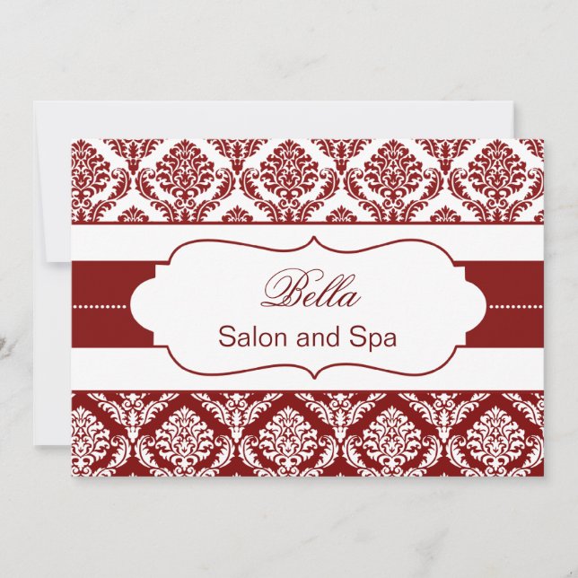 rouge damask Business Merci Cartes (Devant)