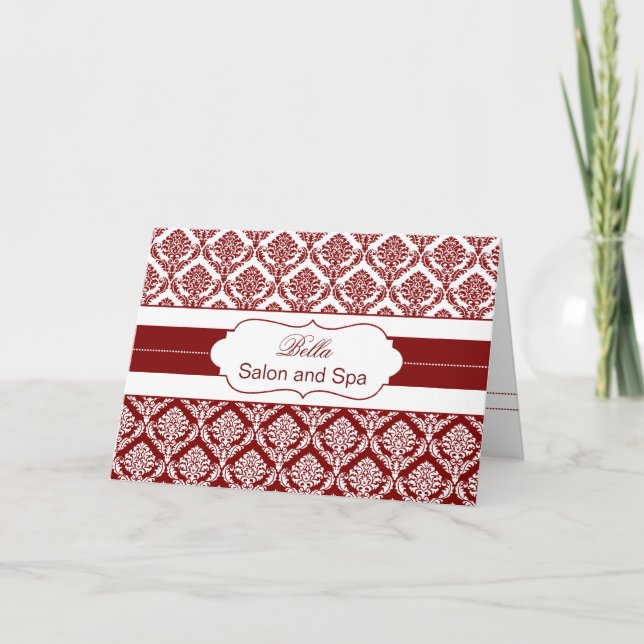 rouge damask Business Merci Cartes (Devant)