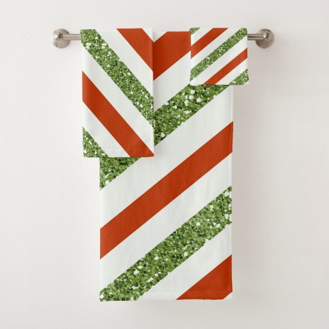 Rouge de vacances & Rayures de paillettes vert cla (En situation)