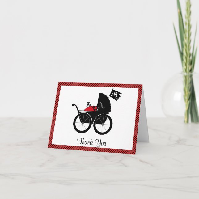 rouge de voiture d'enfant, carte de remerciements (Devant)