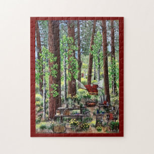 Rouge du puzzle de camping