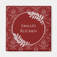 Rouge élégant Damask Magnet