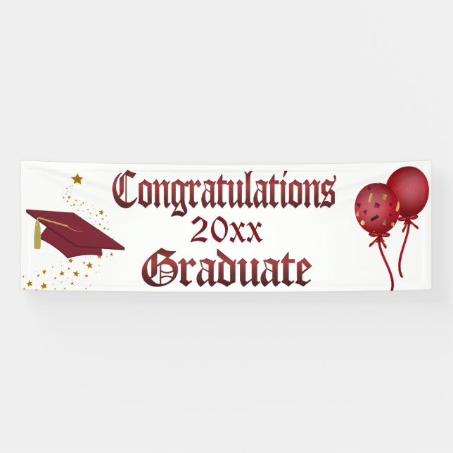 Rouge et bannière d'obtention du diplôme d'or (Horizontal)