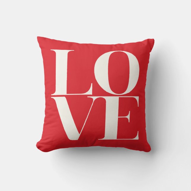 Rouge et blanc AMOUR Saint Valentin Coussin (Recto)