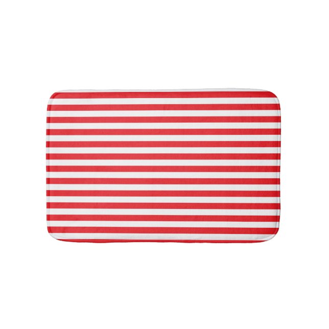 Rouge et blanc barre le tapis de bain (Devant)