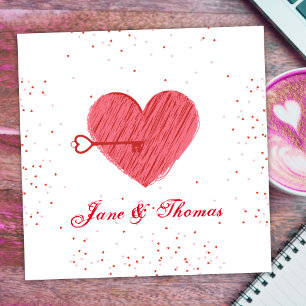 Rouge et blanc Cute Love Heart Valentines Cartes d