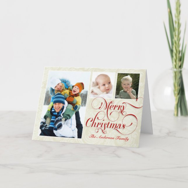 Rouge et blanc de carte de voeux du Joyeux Noël (Devant)