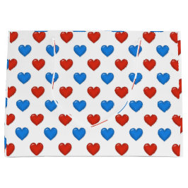 Rouge et Bleu Élégant Coeur Forme Grand sac cadeau