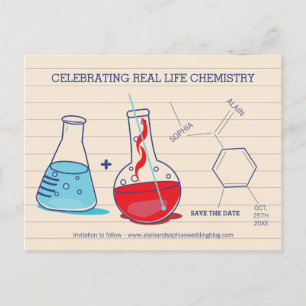 Rouge et Bleu Enregistrer la date Chimie Cartes po