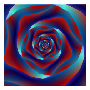 Rouge et Blues Spiral Rose Zazzle Poster parfait