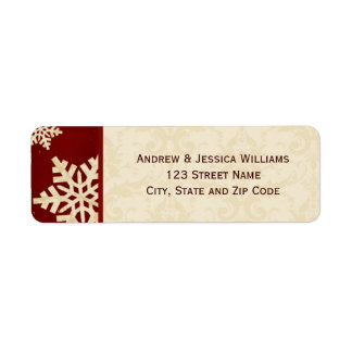 Rouge et crème Damask Snowflake Étiquettes de adre
