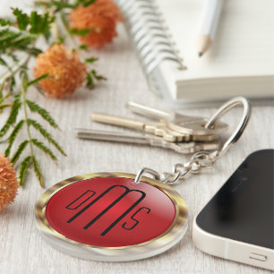 Rouge et Faux Or métallique avec Monogramme