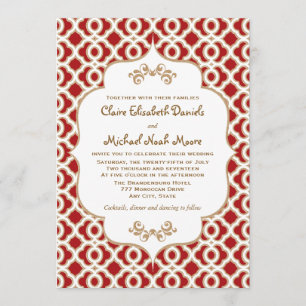 Rouge et invitations marocaines de mariage d'or