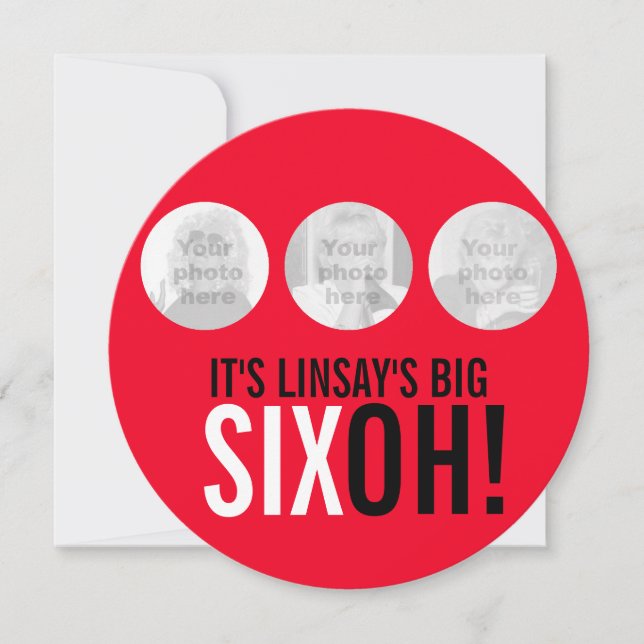 Rouge et noir 60e SIXOH ! photo invitation d'anniv (Devant)
