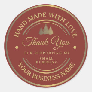 Rouge et or   merci sticker rond classique