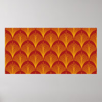 Rouge et or vintage art déco paon fis