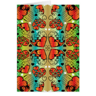 Rouge et vert Whimsical Romantique Coeurs motif