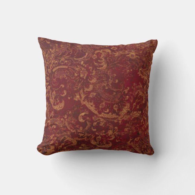 Rouge et vieux coussin de regard de damassé d'or (Recto)