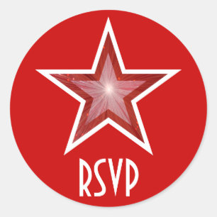 Rouge étoile RSVP rouge autocollant rond