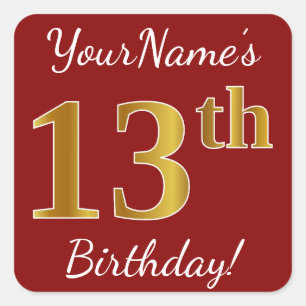 Rouge, Faux Gold 13e anniversaire + Autocollant de